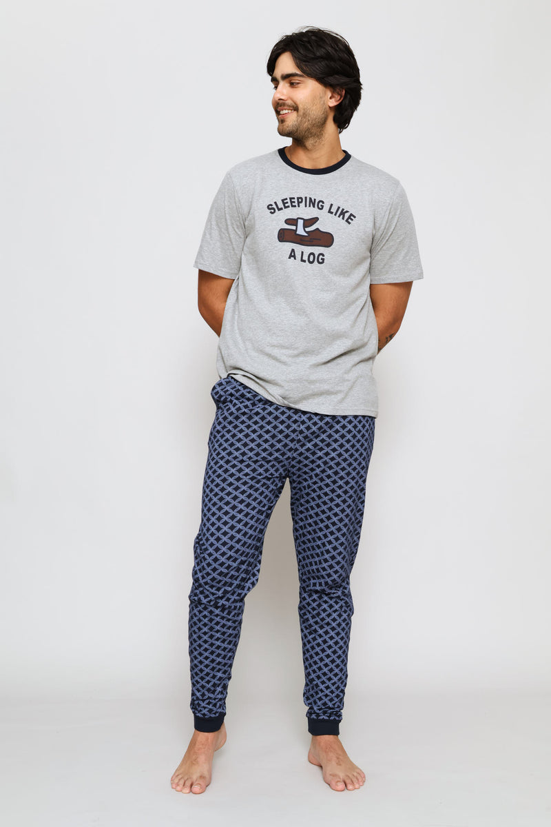 Print Knit Sleep Jogger - Navy
