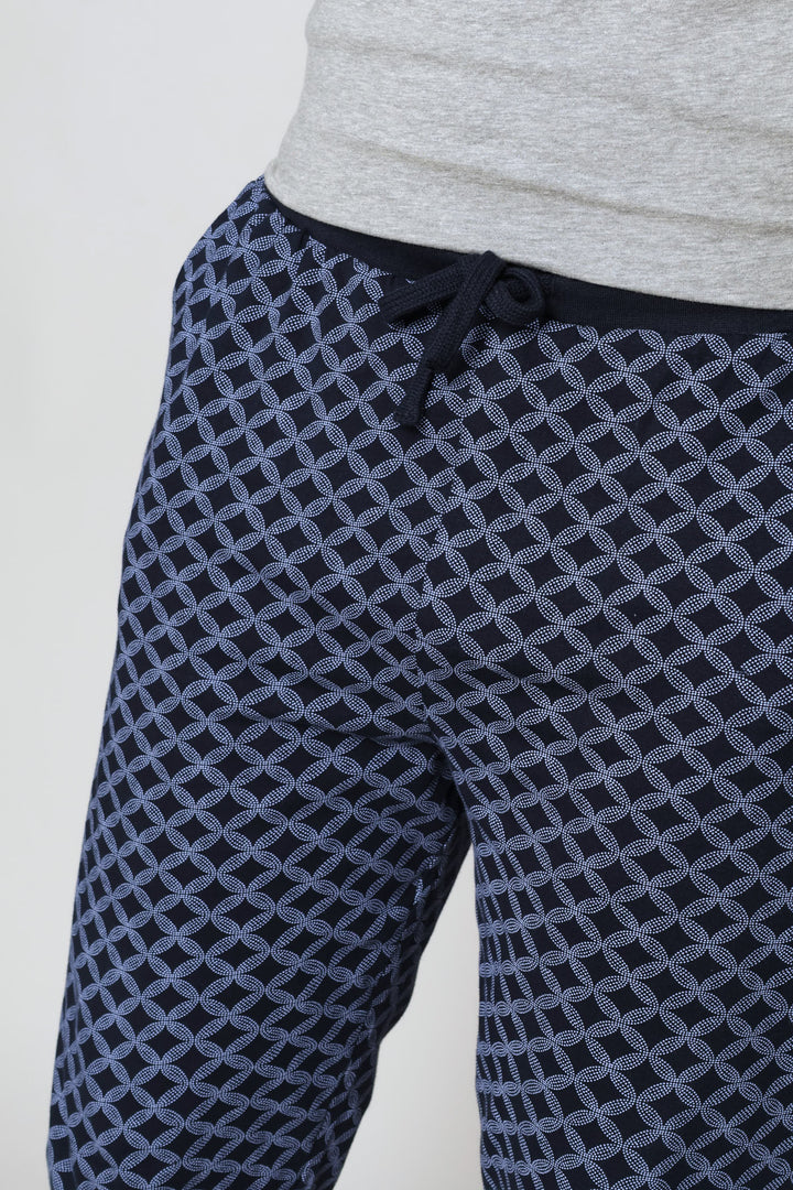 Print Knit Sleep Jogger - Navy