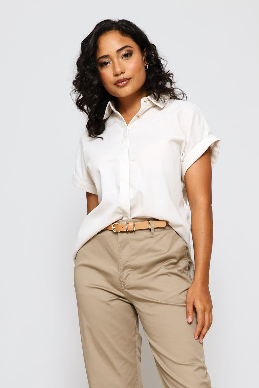 Easy Wearing Linen Shirt - Light Stone