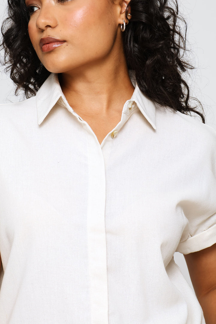 Easy Wearing Linen Shirt - Light Stone
