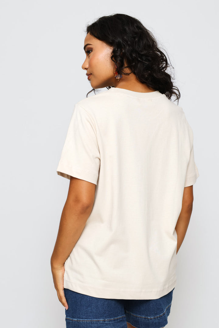 Printed Boxy Tee - Light Stone