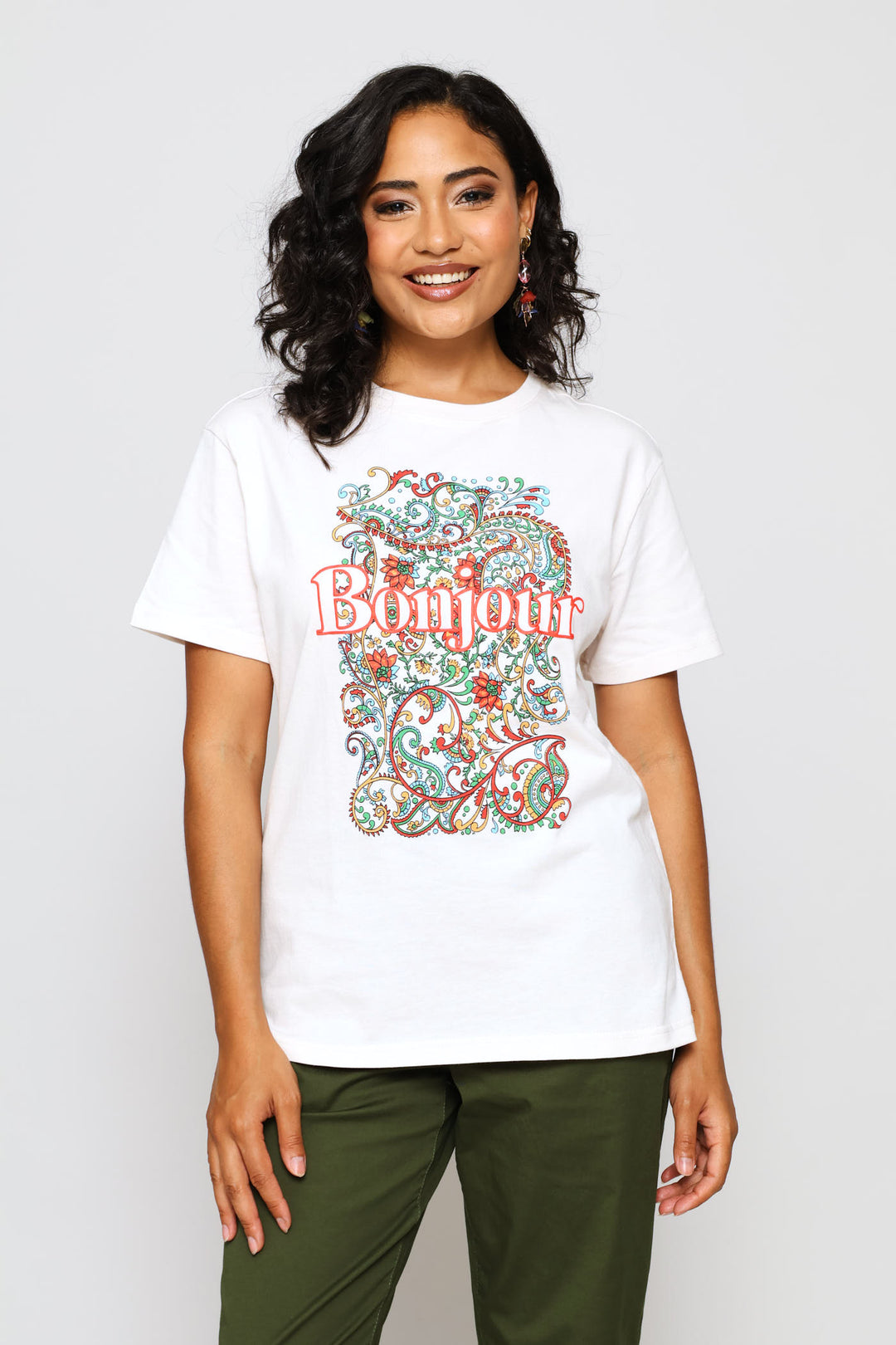 Bonjour Paisley Tee - White