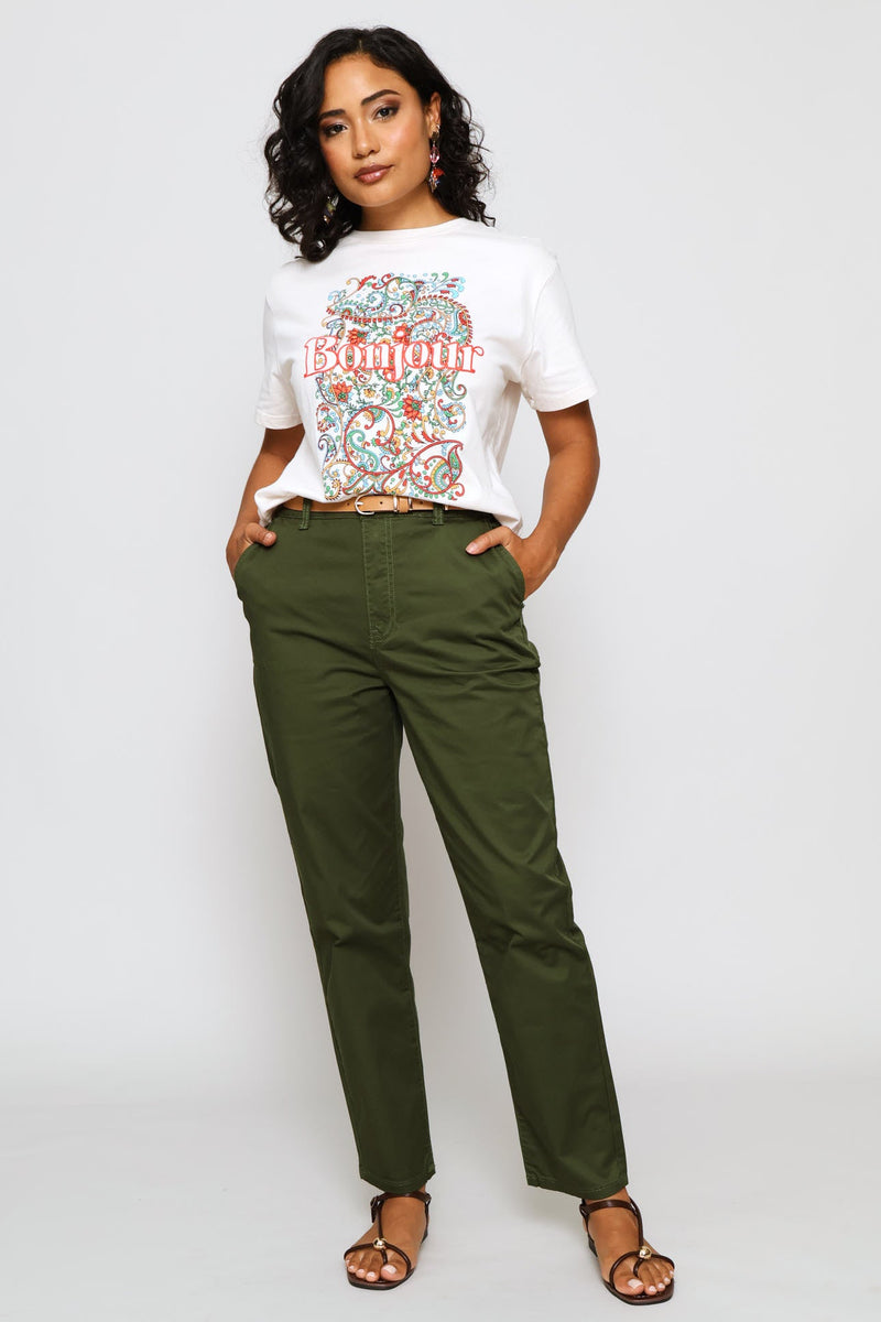 Bonjour Paisley Tee - White
