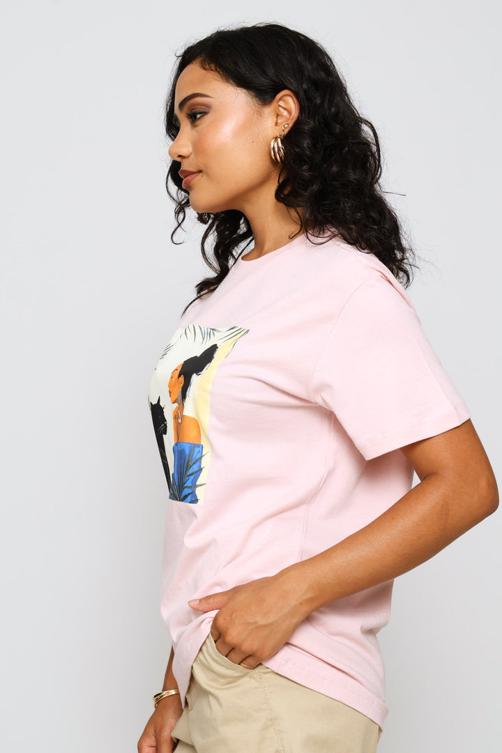 Panther & Lady Tee - Light Pink