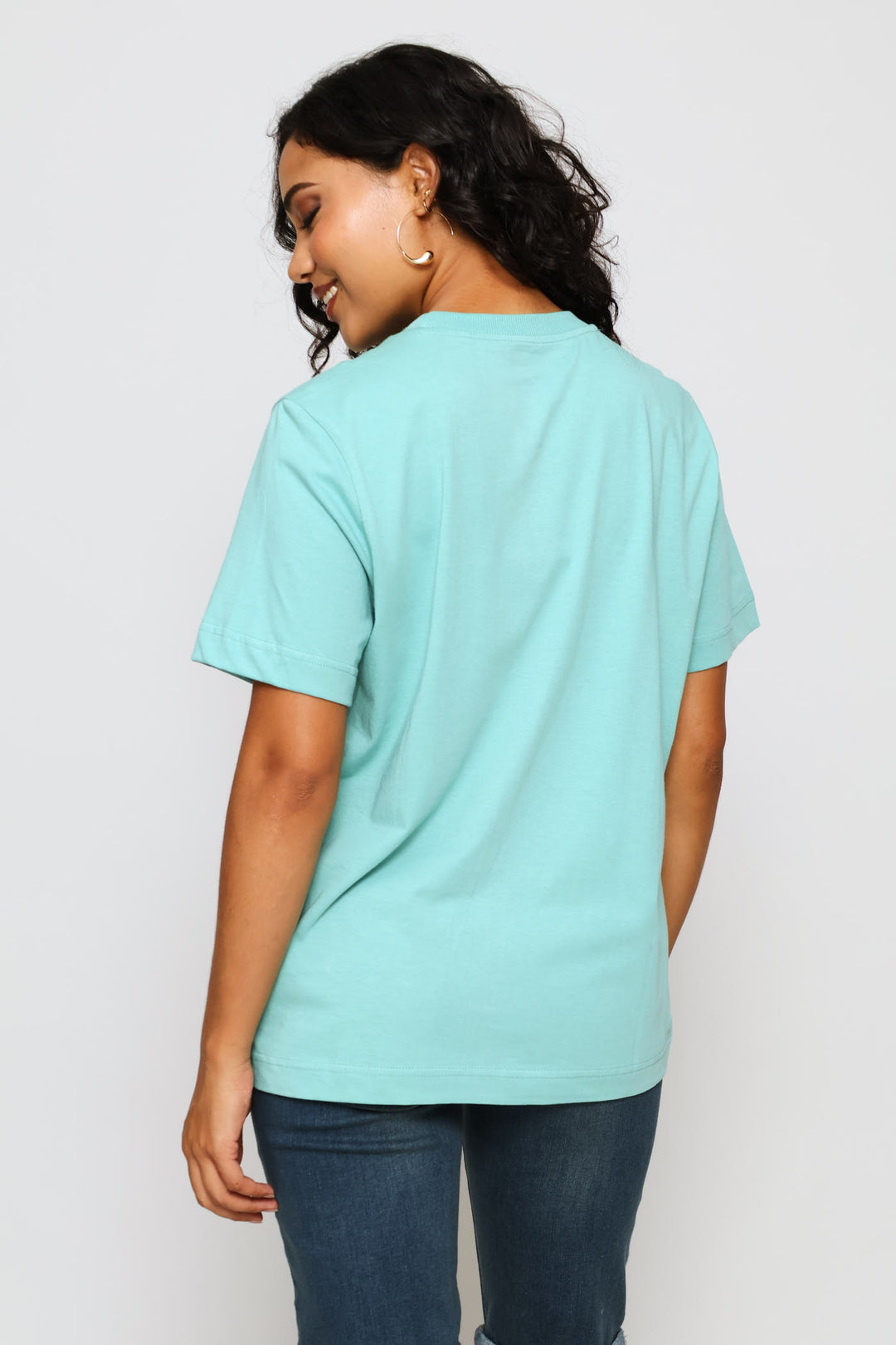 Rib Neck Cotton Boxy Tee - Duck Egg