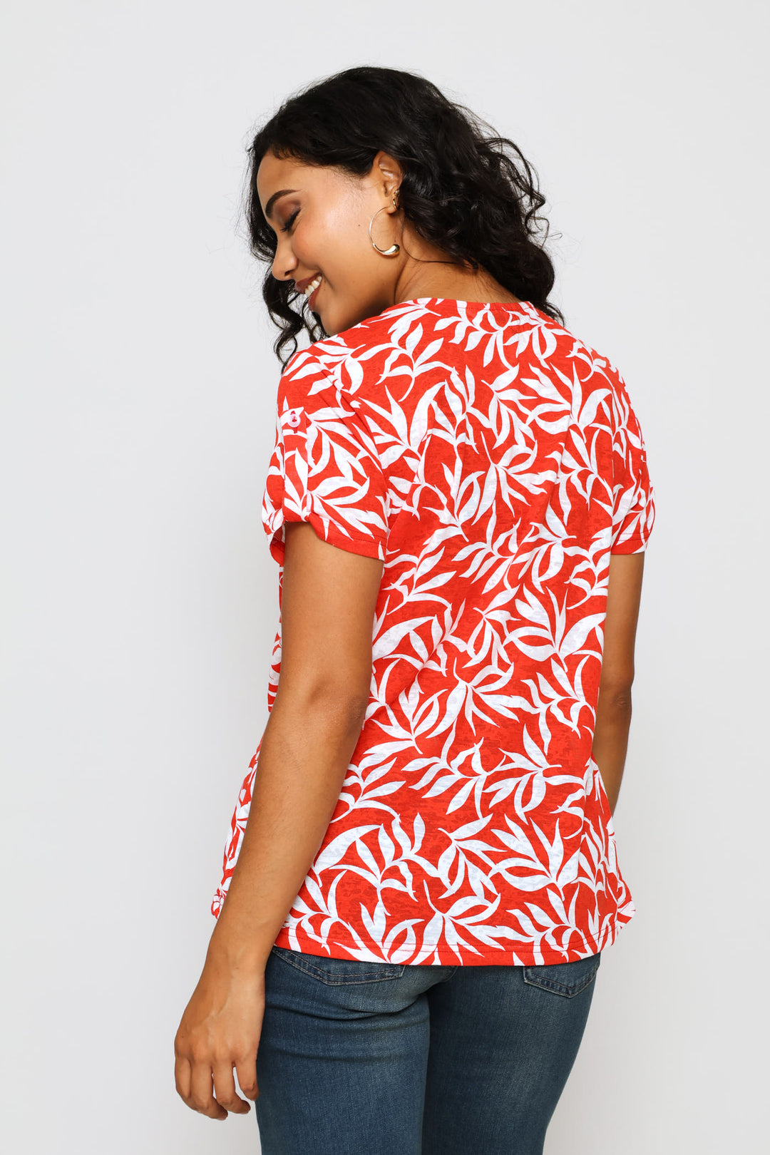 Burnout Henley Top - White/Orange