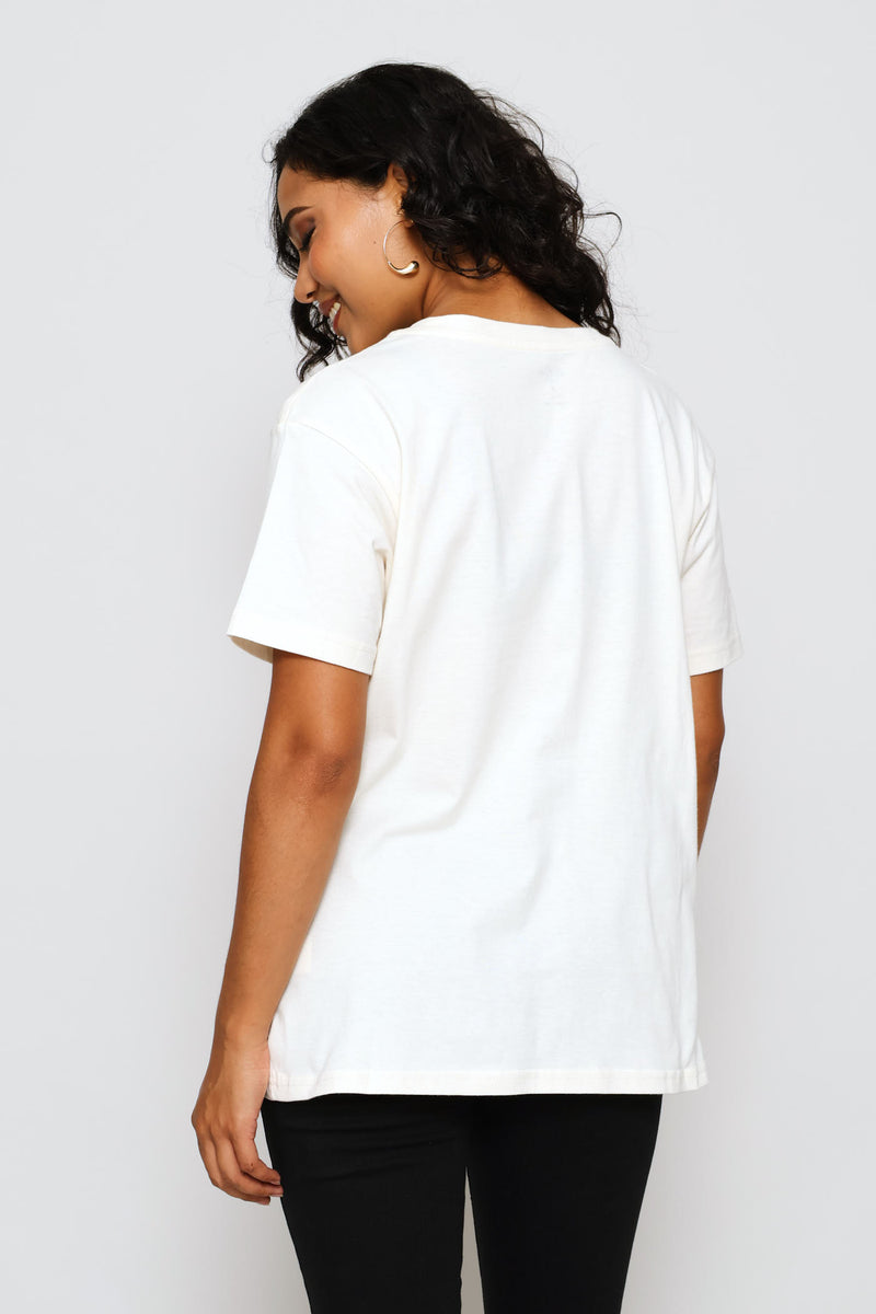 Floral Butterfly Tee - Cream