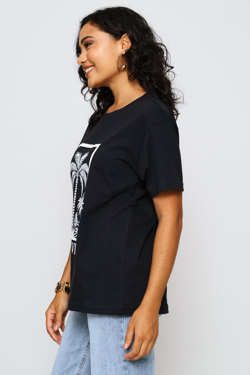 Pura Vida Palm Tee - Black