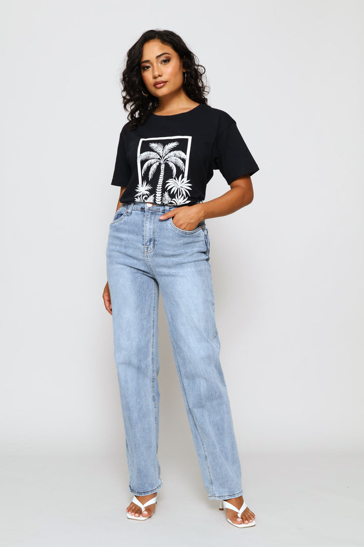 Pura Vida Palm Tee - Black