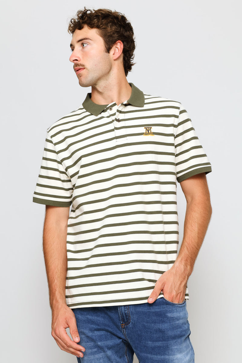 Heavy Weight Striped Golfer - Fatigue/Cream