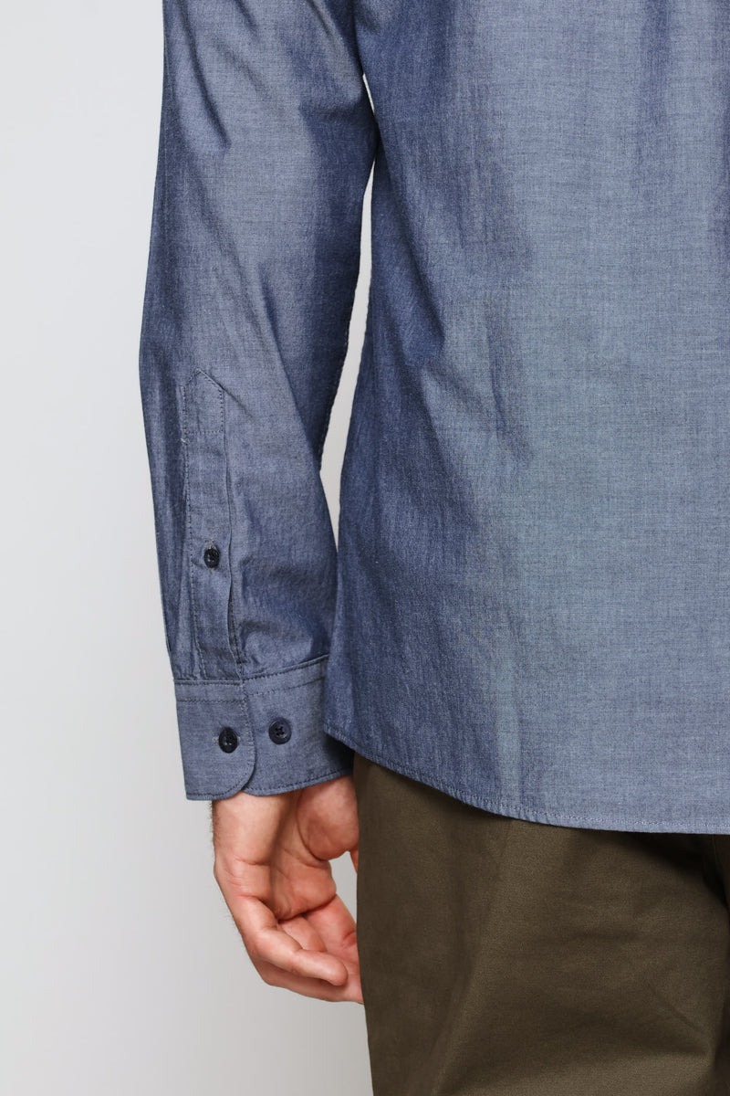 Long Sleeve Chambray Shirt - Blue