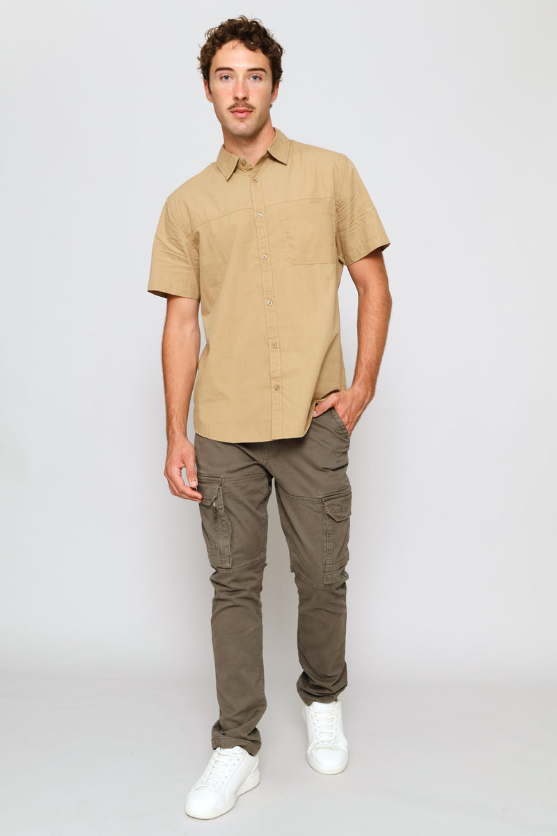 Panel Poplin Shirt - Taupe