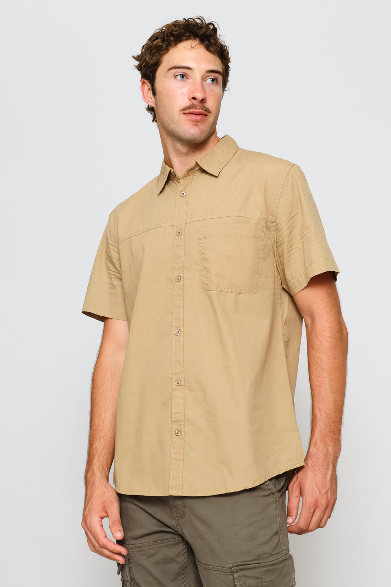 Panel Poplin Shirt - Taupe