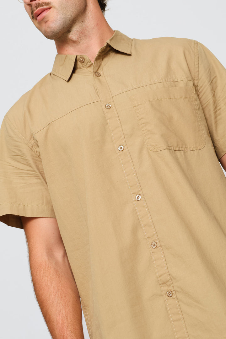 Panel Poplin Shirt - Taupe