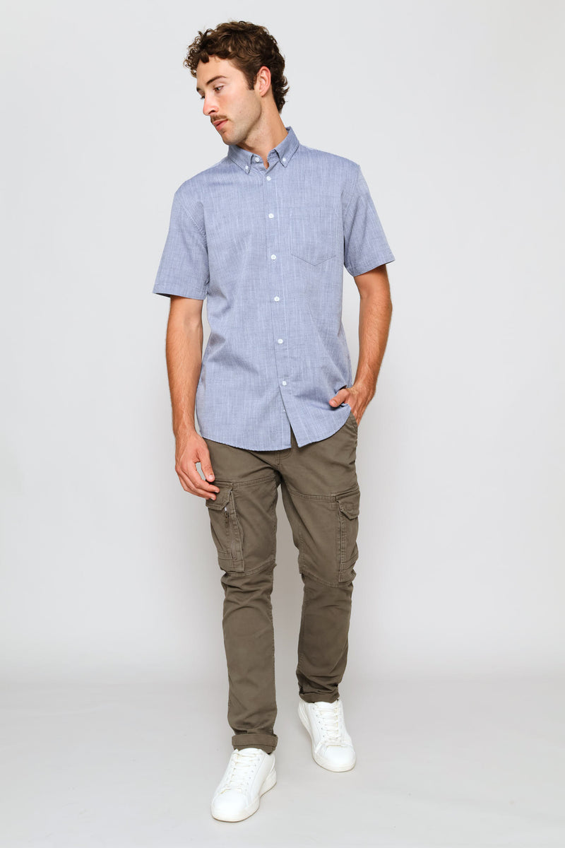 Heathered Slub Shirt - Navy