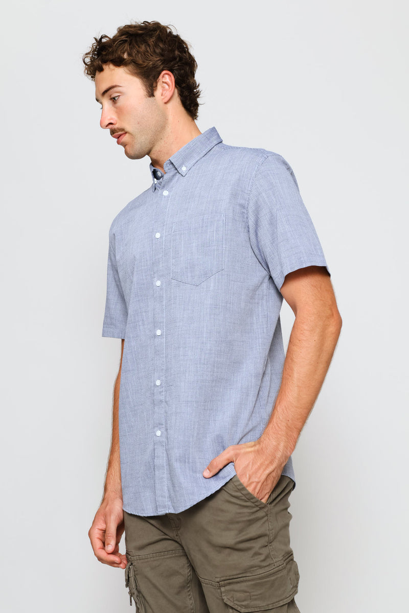 Heathered Slub Shirt - Navy