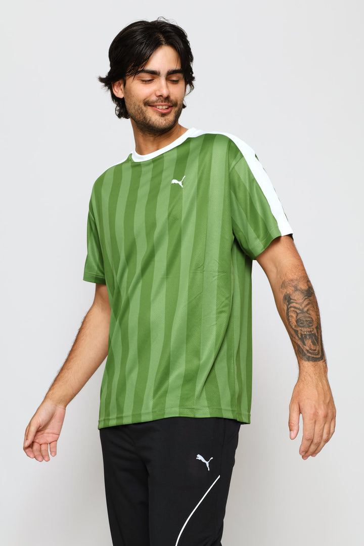 Essential T7 Relaxed Striped Football Jersey - Green