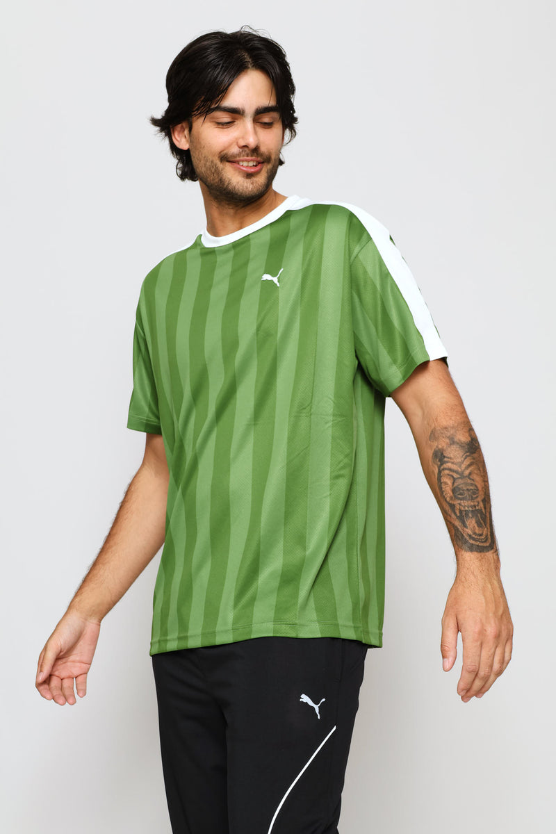 Essential T7 Relaxed Striped Football Jersey - Green