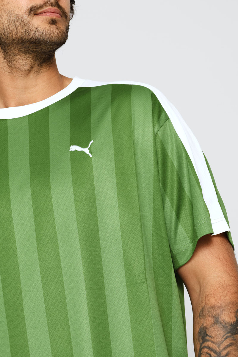 Essential T7 Relaxed Striped Football Jersey - Green