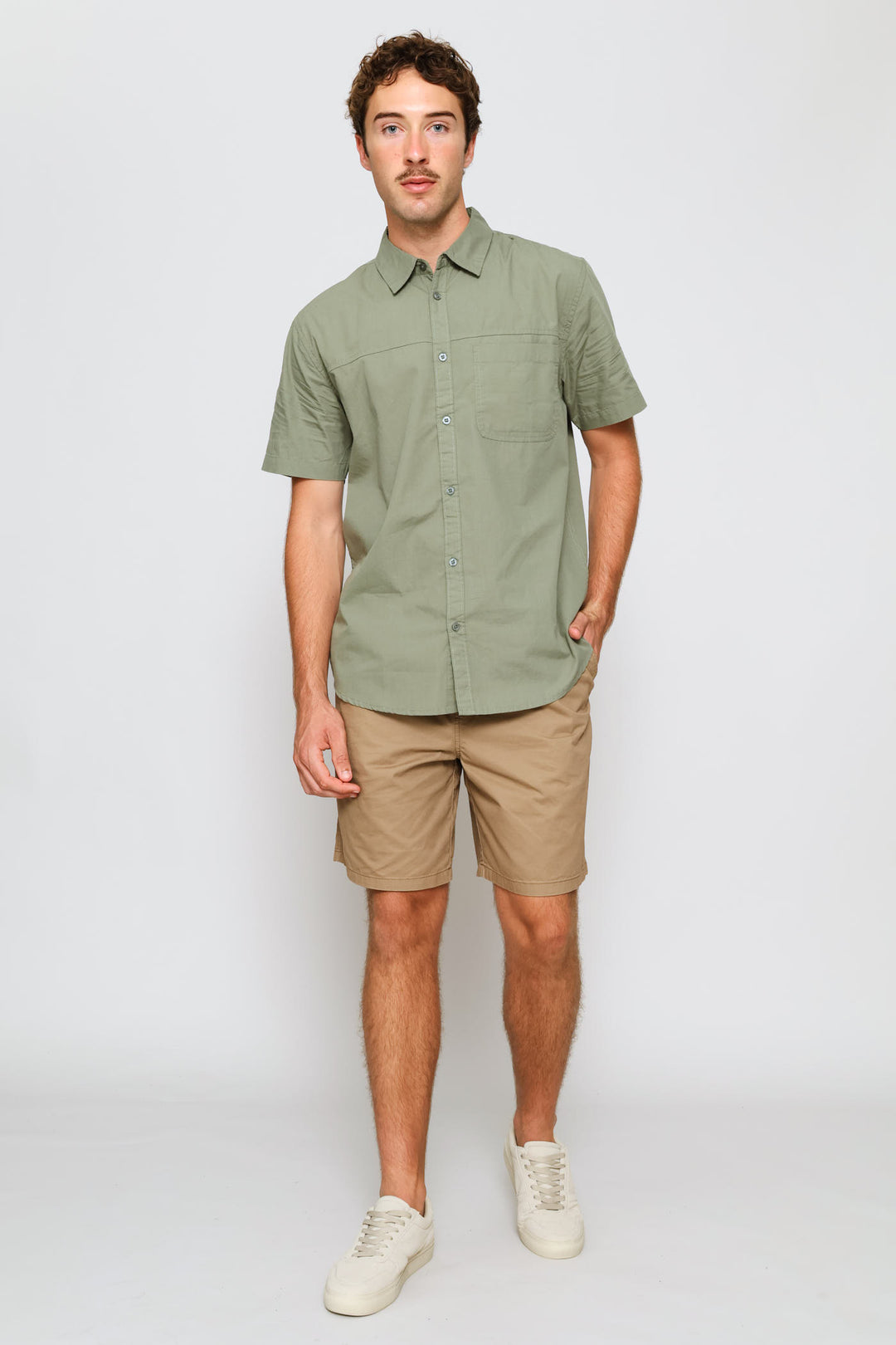 Panel Poplin Shirt - Sage