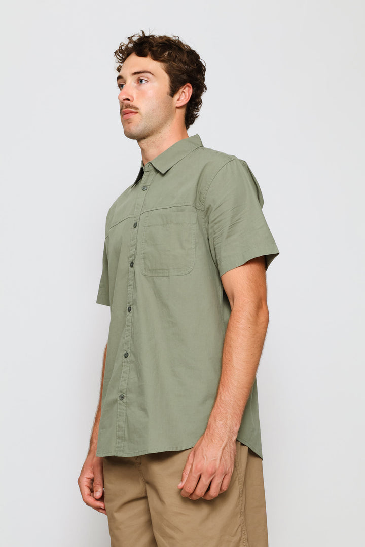 Panel Poplin Shirt - Sage