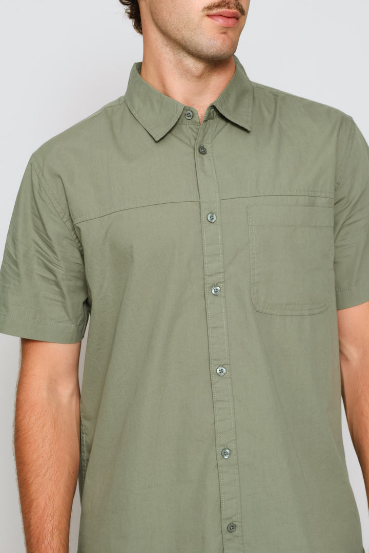 Panel Poplin Shirt - Sage