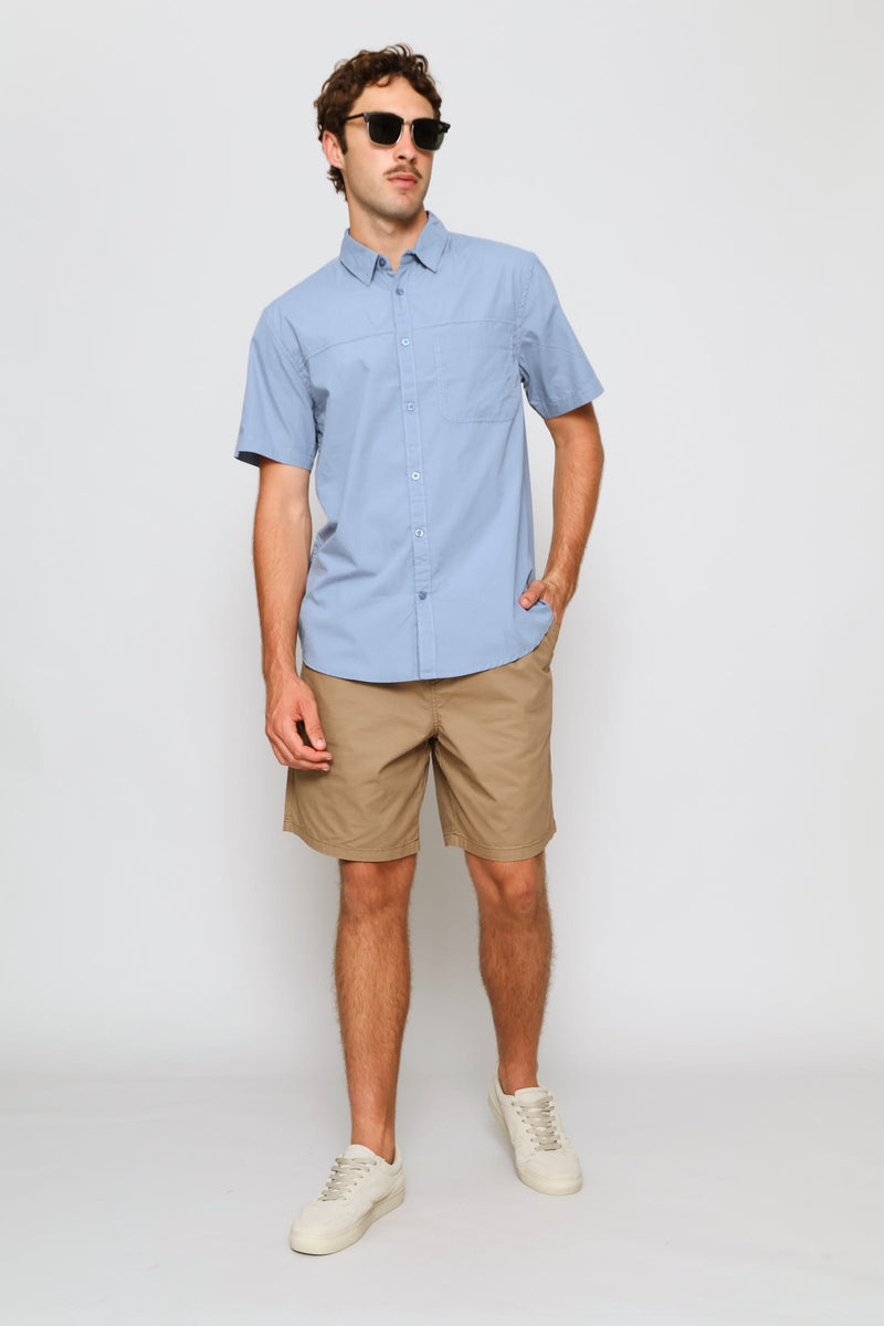 Panel Poplin Shirt - Dusty Blue