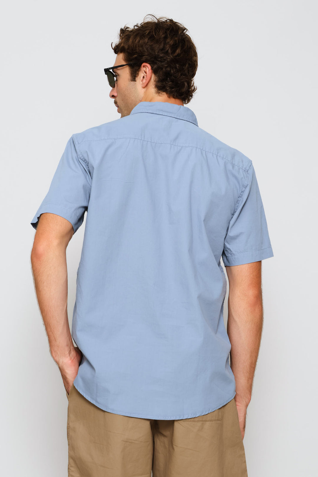 Panel Poplin Shirt - Dusty Blue