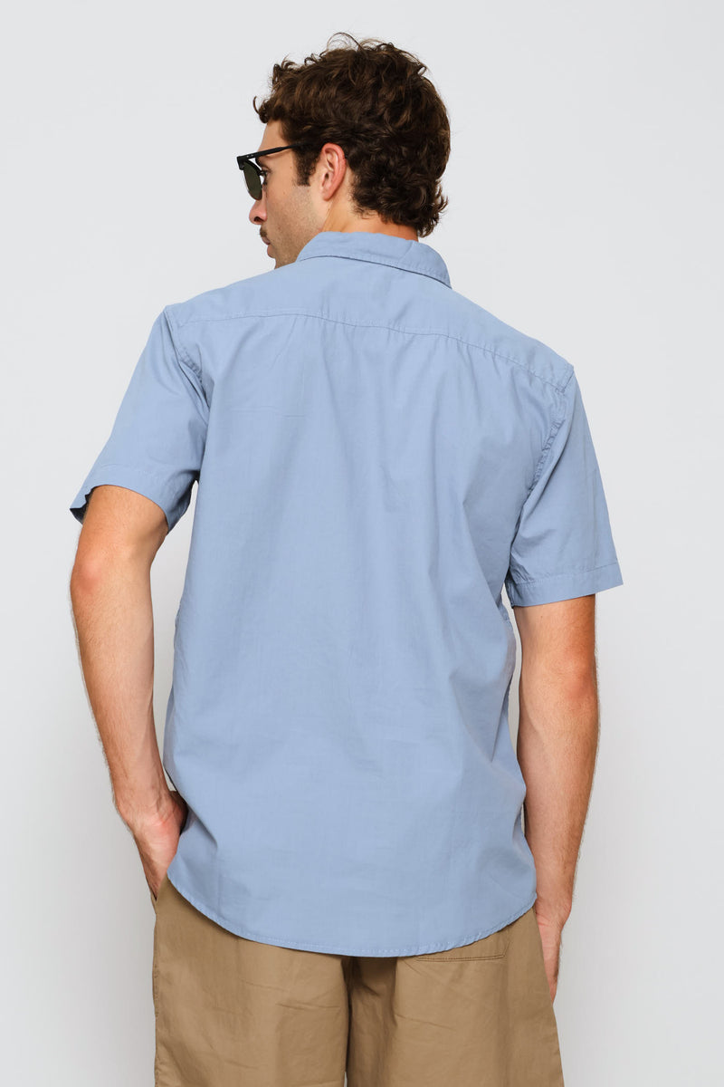 Panel Poplin Shirt - Dusty Blue