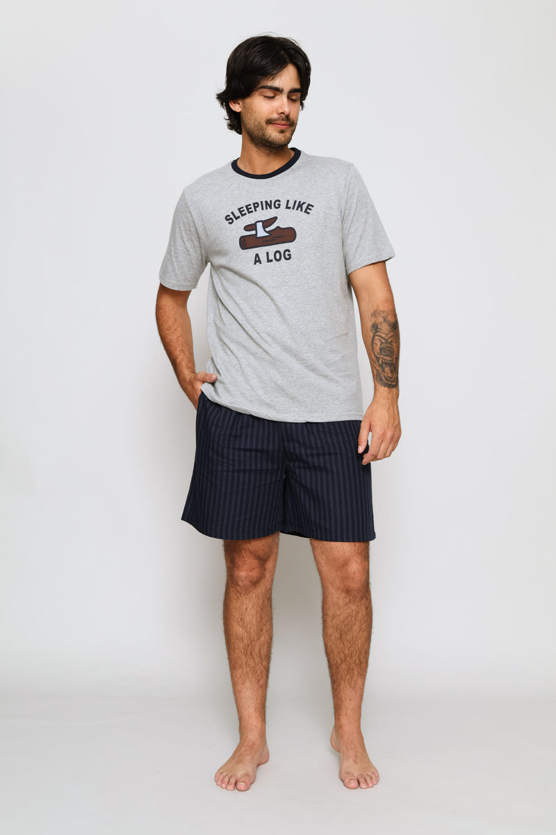 Stripe Woven Sleep Shorts - Navy/Indigo