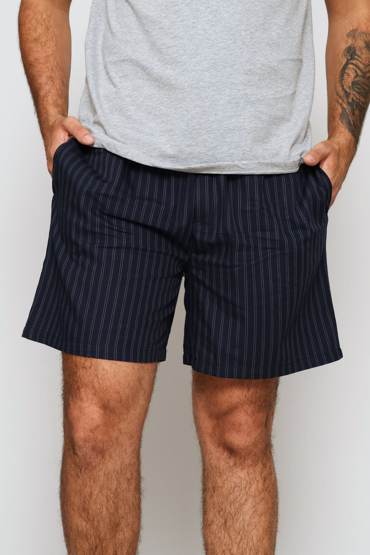 Stripe Woven Sleep Shorts - Navy/Indigo