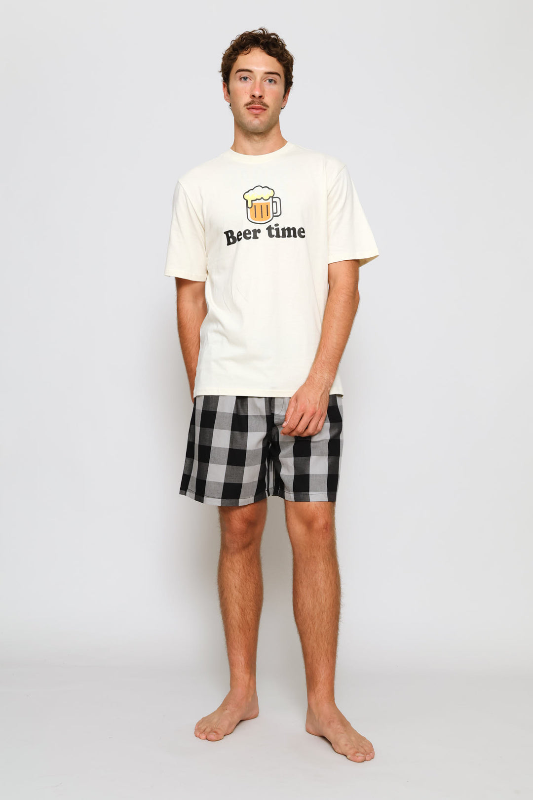 Beer Time Slogan Tee - Cream
