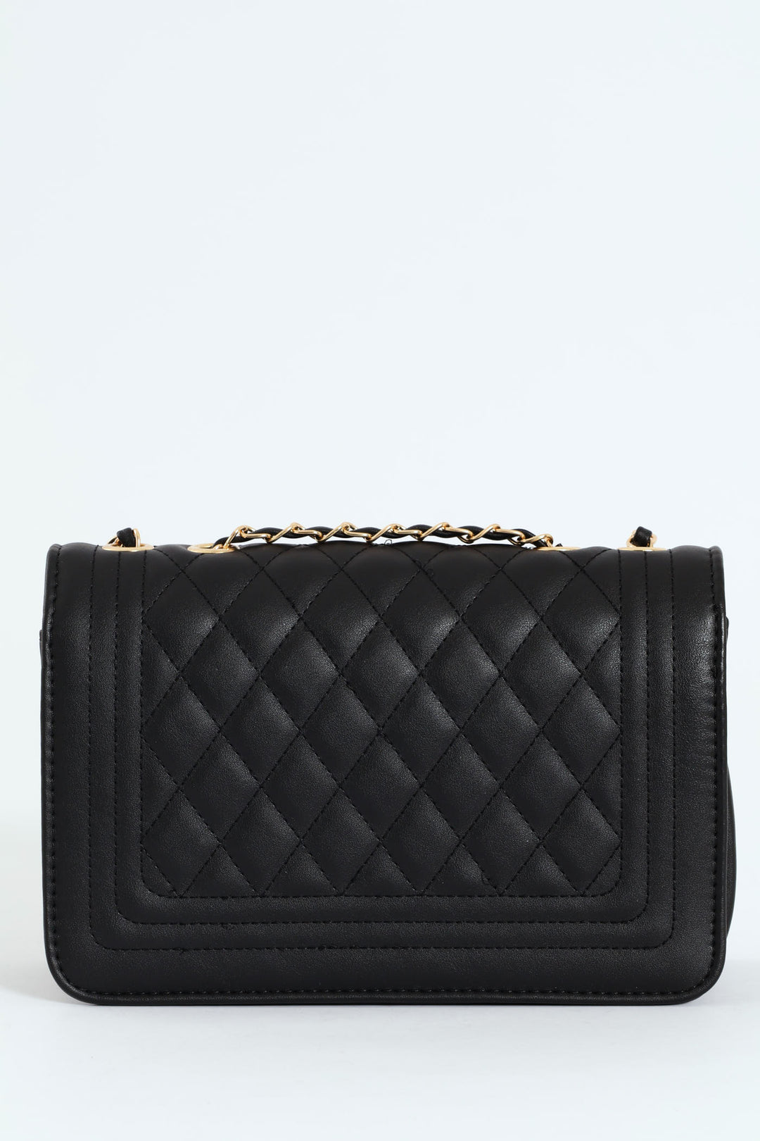 Quilted Chain Satchel - Black