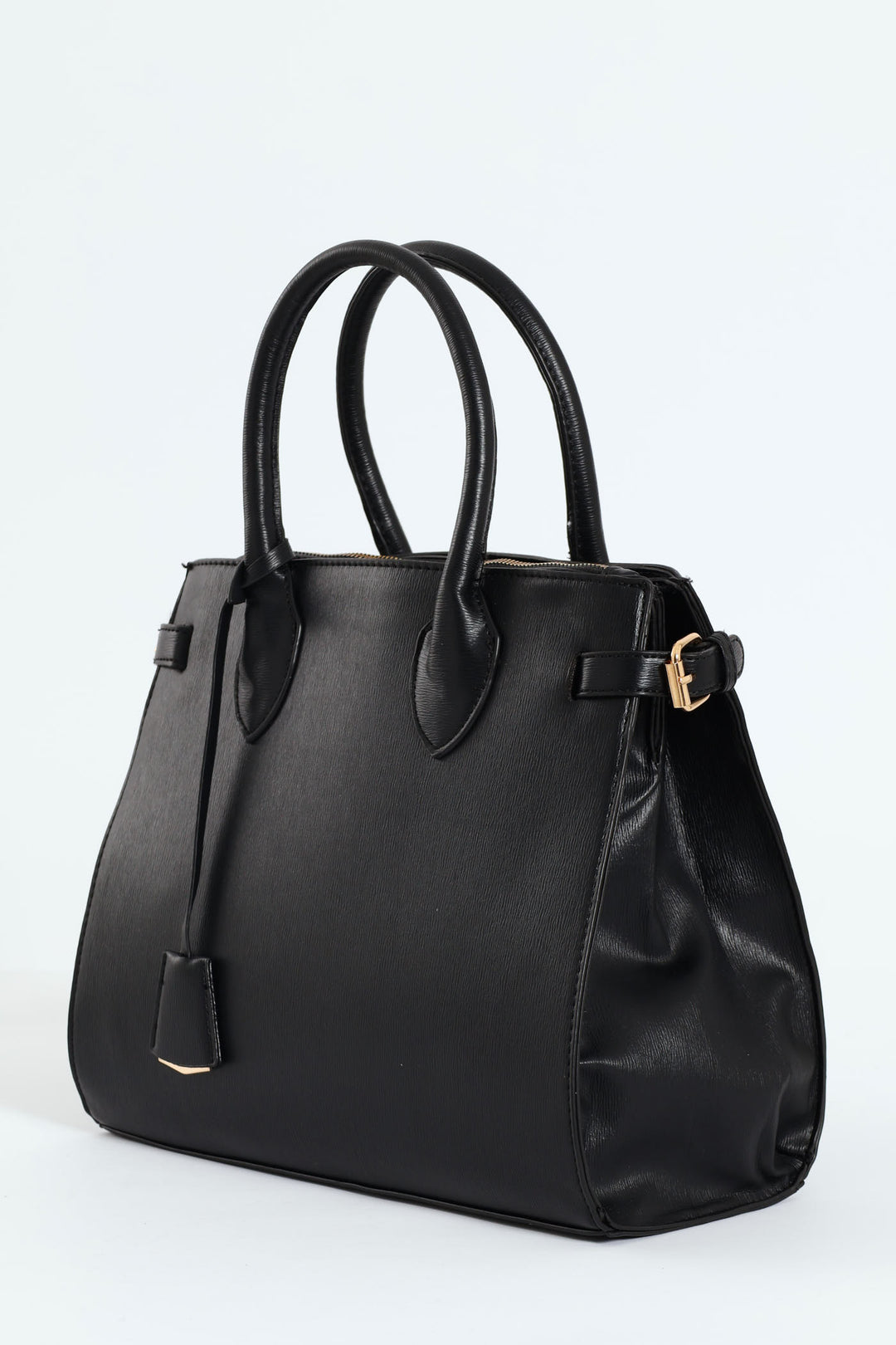 Multi Compartment Tote With Buckle Detail - Black