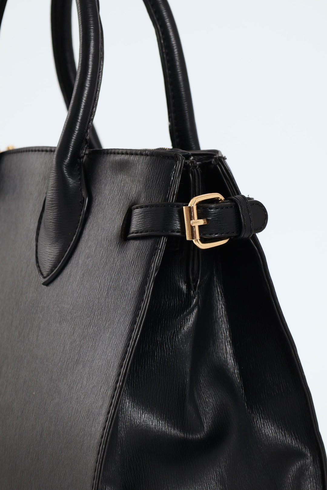 Multi Compartment Tote With Buckle Detail - Black