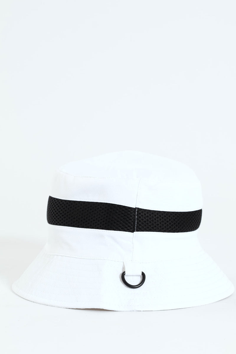 Bucket Hat With D-Ring - White