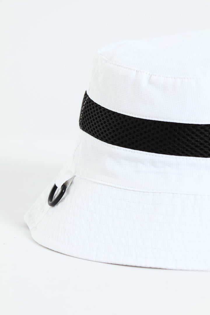 Bucket Hat With D-Ring - White