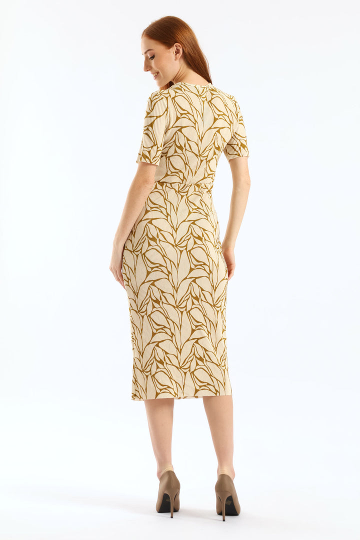 Mock Wrap Plisse Midi Dress - Chartreuse