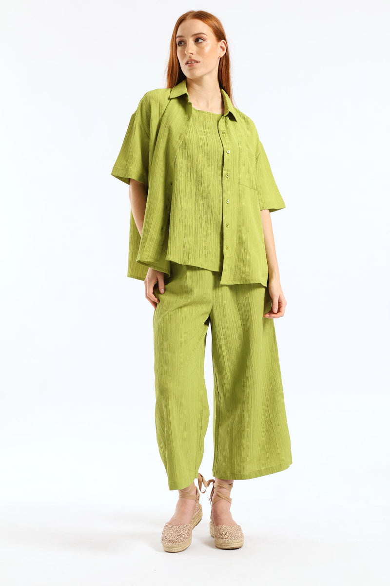 Crinkle Shirt - Chartreuse