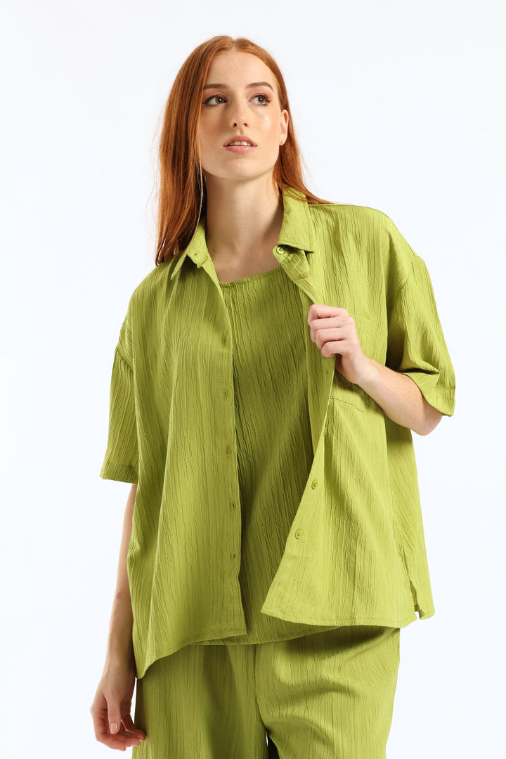 Crinkle Shirt - Chartreuse