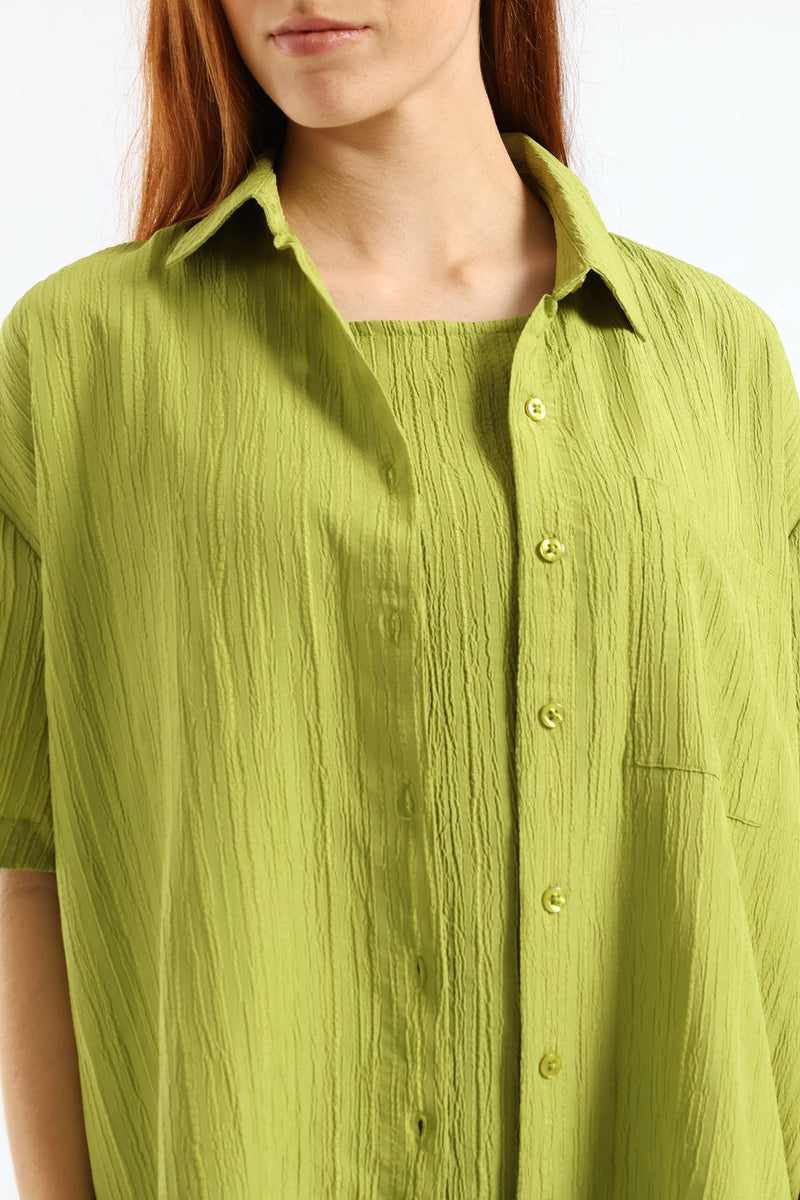Crinkle Shirt - Chartreuse