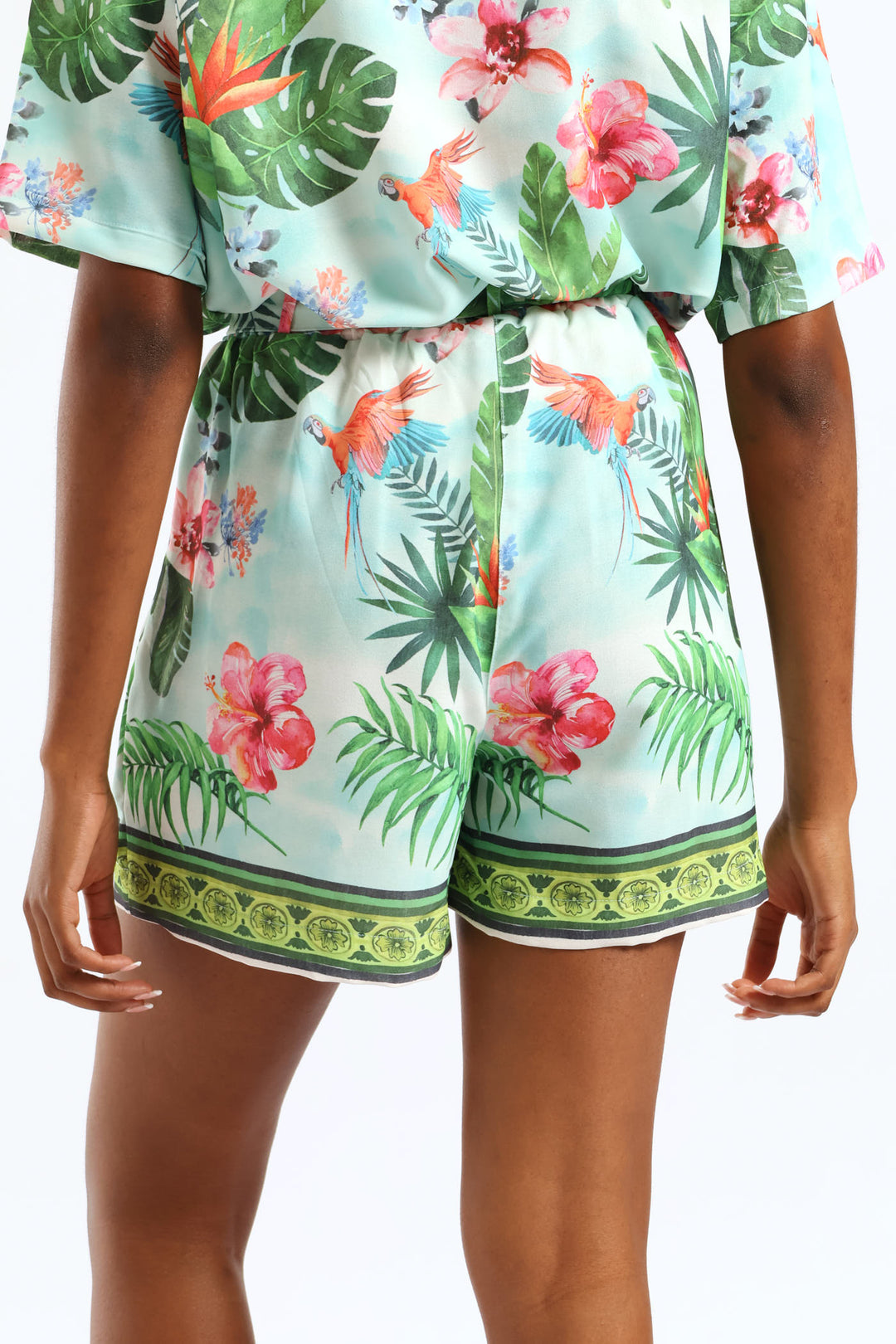 Self Belted Pull-On Mid Thigh Shorts - White