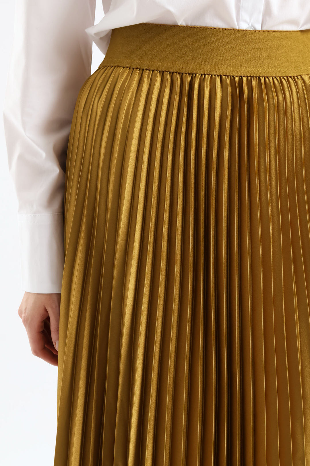 Pleated Satin Maxi Skirt - Chartreuse