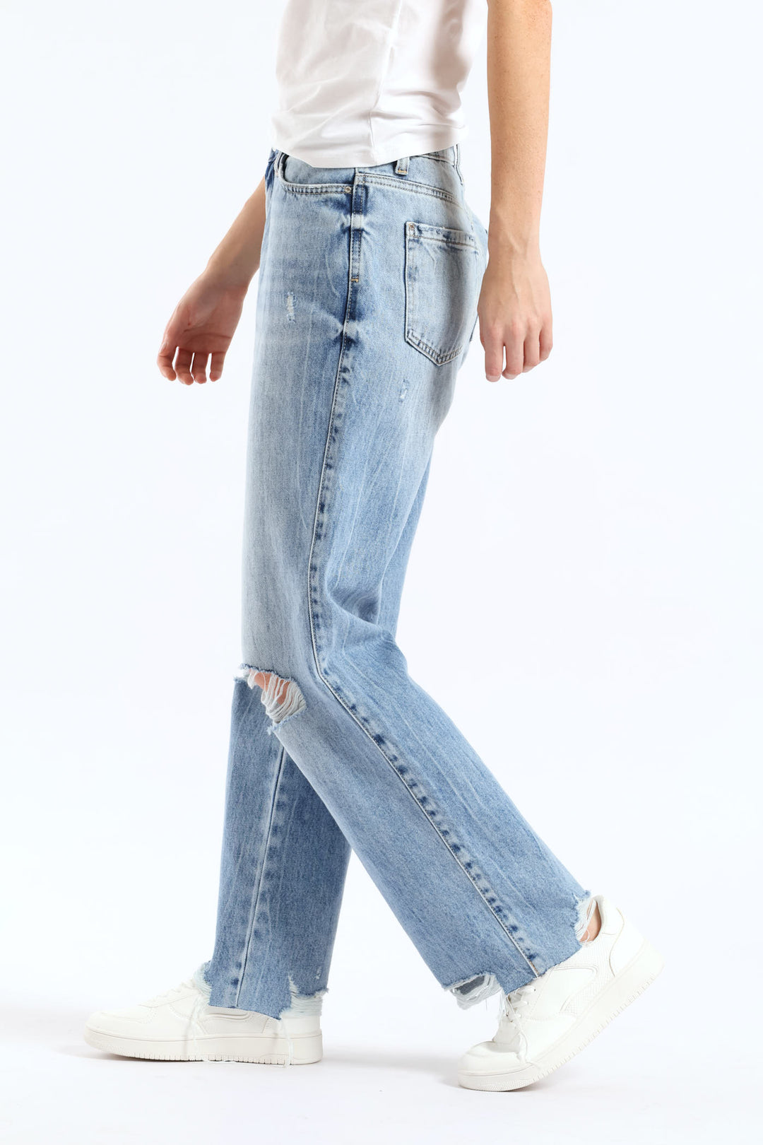 High Rise Straight Leg Denim - Light Wash