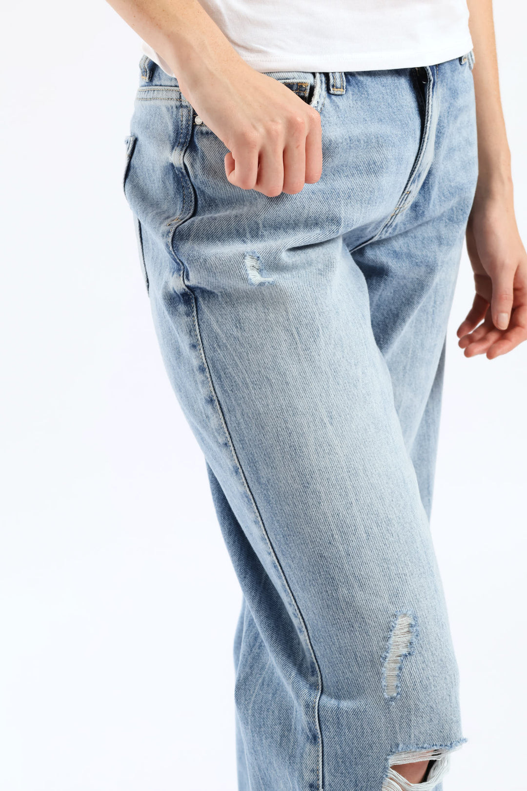 High Rise Straight Leg Denim - Light Wash
