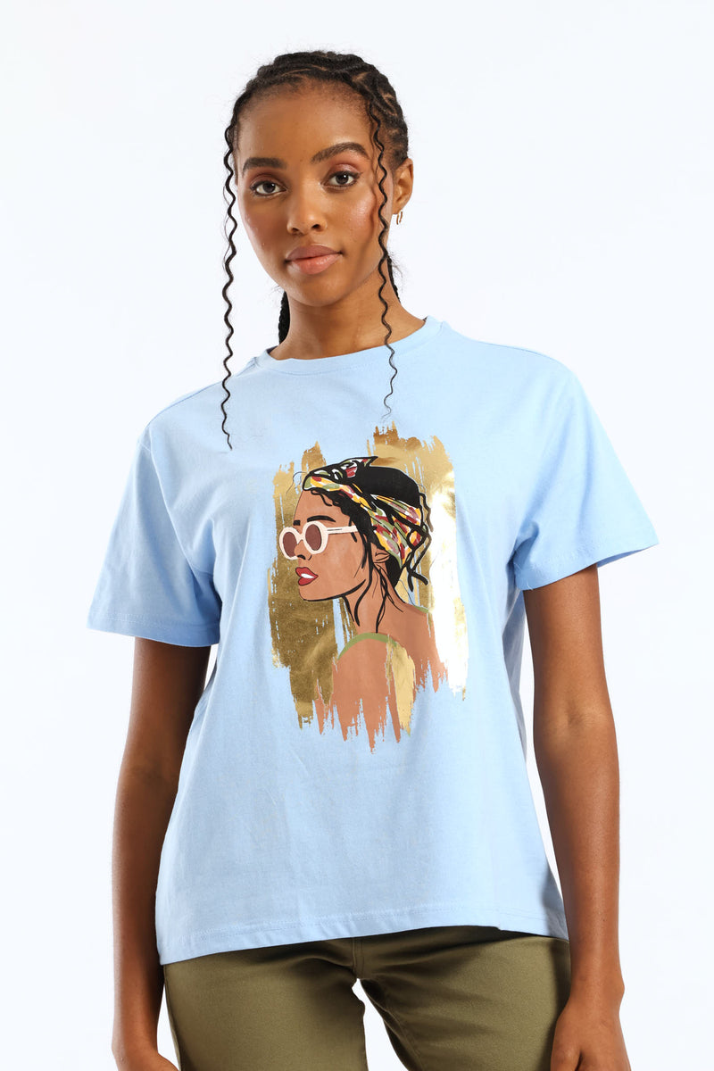 Foil Bandana & Shades Tee - Sky Blue