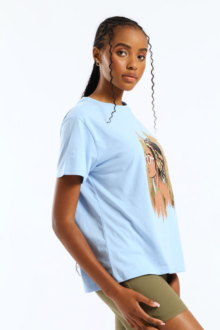 Foil Bandana & Shades Tee - Sky Blue