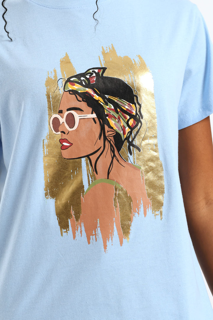 Foil Bandana & Shades Tee - Sky Blue