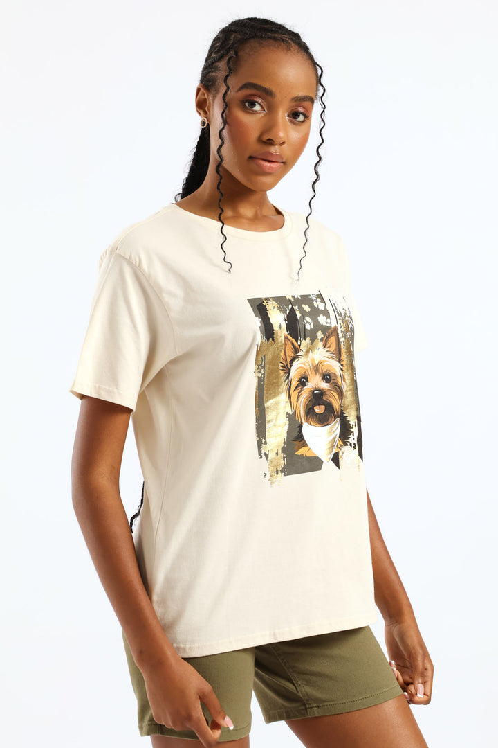 Cute Dog Foil Tee - Fawn