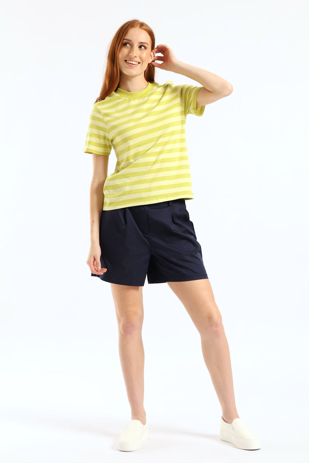 Stripe Boxy Tee - Chartreuse